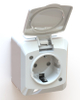 Surface splash proof wall socket outlet for fixed installation, screwless terminals ETM273PQ