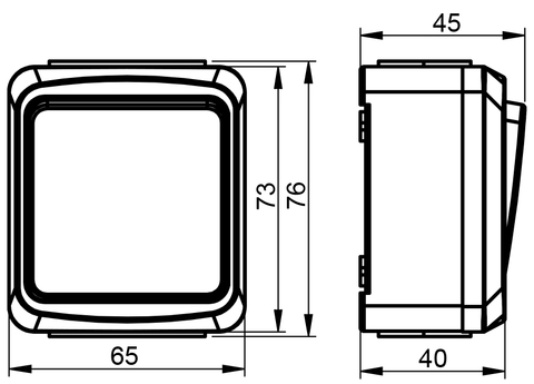 Surface splash proof wall rocker switch for fixed installation, screwless terminal