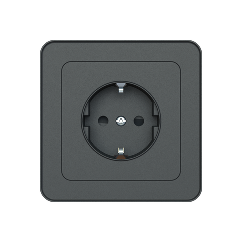 Flush-type wall socket outlet for fixed installation