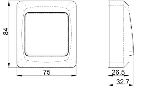 Surface-type wall rocker switch for fixed installation, screwless terminals