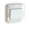 Surface-type wall rocker switch for fixed installation, screwless terminals