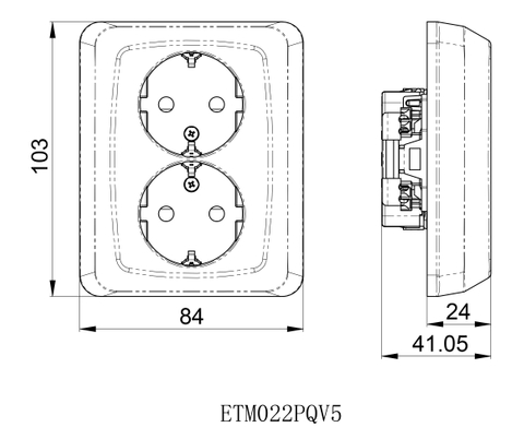 Flush-type Wall Socket Outlet for Fixed Installation ETM022PQV5