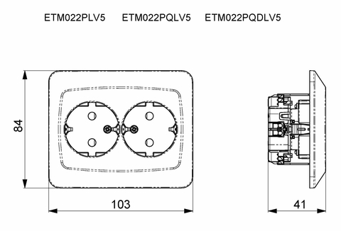 Flush-type Wall Socket Outlet for Fixed Installation Low Model ETM022PQL