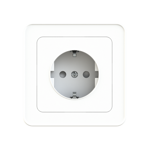 Flush-type wall socket outlet for fixed installation