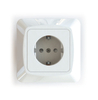 Flush-type wall socket outlet for fixed installation