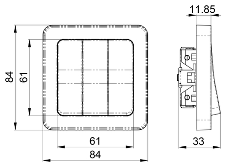 Flush-type wall rocker switches for fixed installation, screwless terminal ETM353PQ