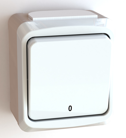 Surface splash proof wall rocker switch for fixed installation, screwless terminal