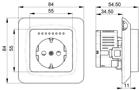  Fixed socket with electronic time switch ETM207PT